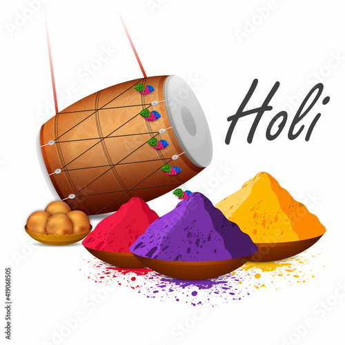Indian Festival of Colours, Happy Holi celebration design. illustration of colorful gulal (powder color) Happy Holi Background