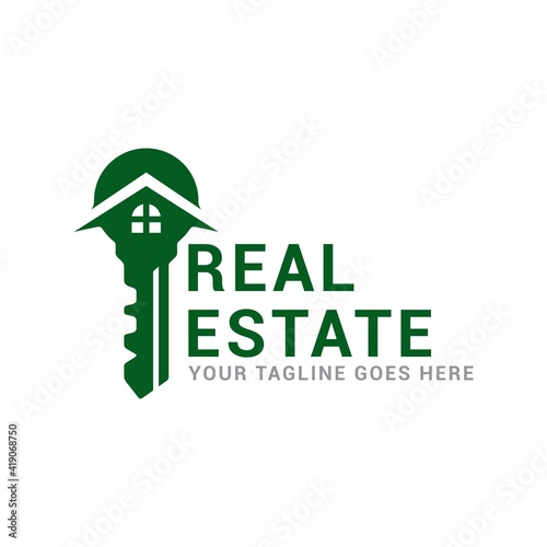 Real Estate logo icon vector template. Home logo with elegant and simple house keys.