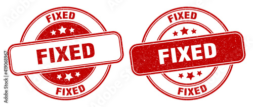 fixed stamp. fixed label. round grunge sign