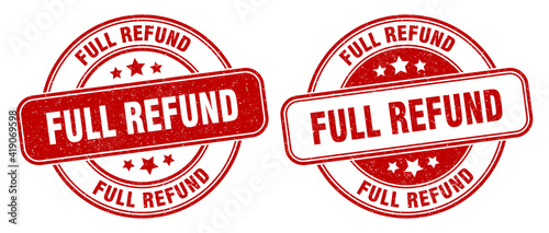 full refund stamp. full refund label. round grunge sign