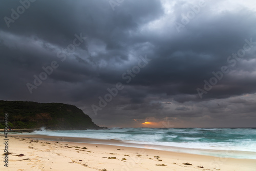 Rainy day moody seascape