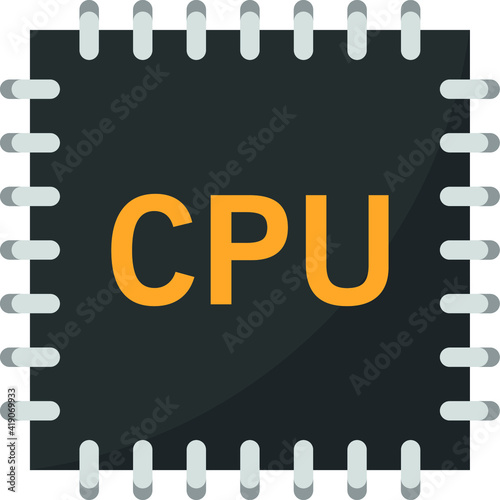 Computer chip. Digital chip. Modern technology processor. Flat cartoon illustration