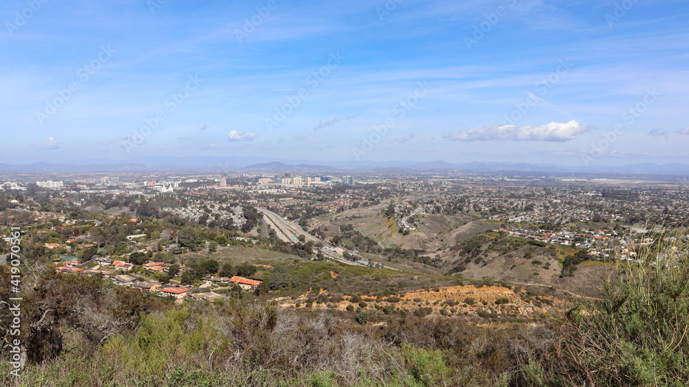 Amazing view of San Diego, California from Mount Soledad park in La Jolla.