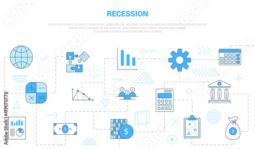 recession concept with icon set template banner with modern blue color style