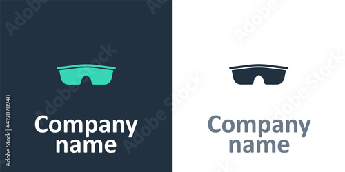 Logotype Sport cycling sunglasses icon isolated on white background. Sport glasses icon. Logo design template element. Vector.