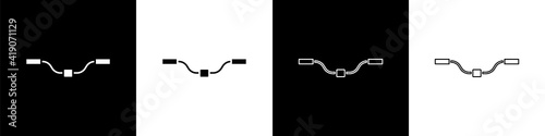 Set Bicycle handlebar icon isolated on black and white background. Vector.