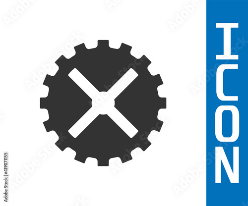 Grey Bicycle sprocket crank icon isolated on white background. Vector.
