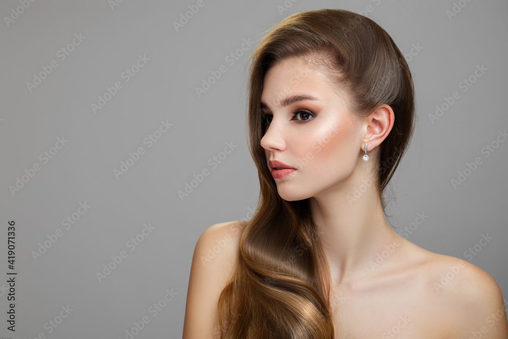 Portrait of a beautiful woman with hairstyle and makeup. Copycpase Portrait of a beautiful woman with hairstyle and makeup. Copycpase