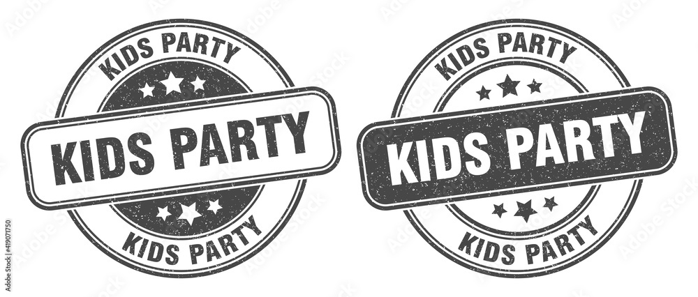 kids party stamp. kids party label. round grunge sign kids party stamp. kids party label. round grunge sign