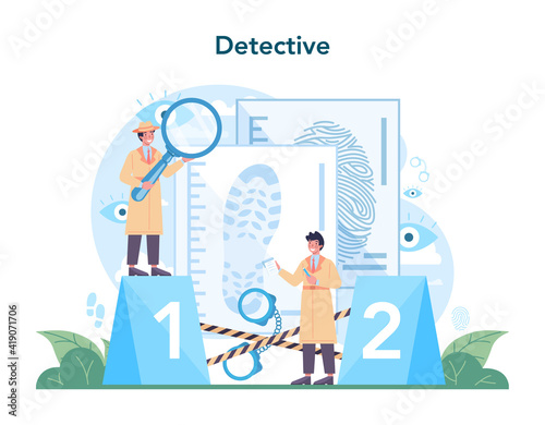 Professional detective concept. Agent investigating a crime place