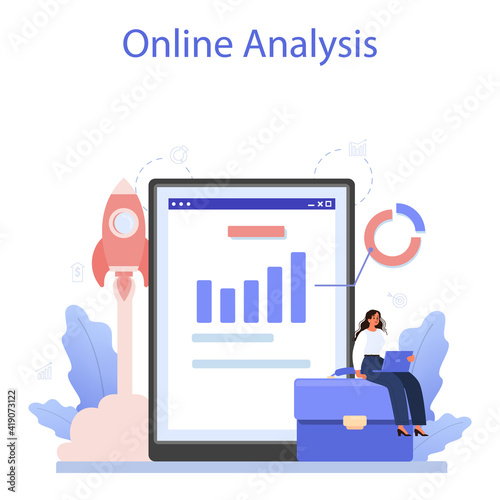 Business valuation online service or platform. Appraisal services,