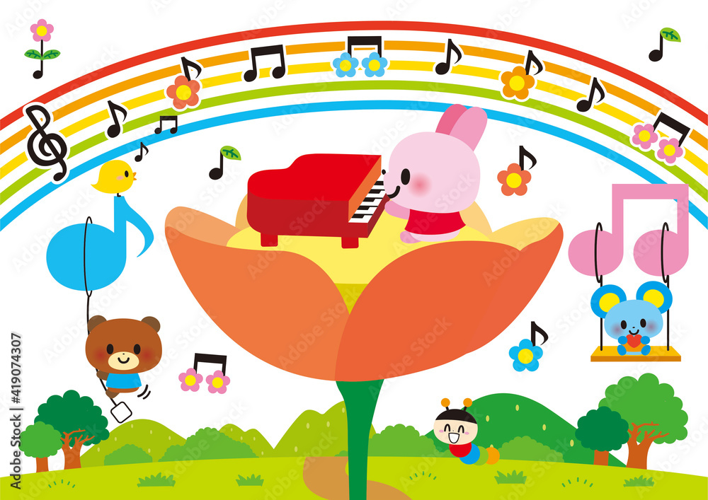 Obraz premium 花 ピアノ