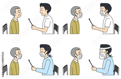 診察を受ける高齢男性