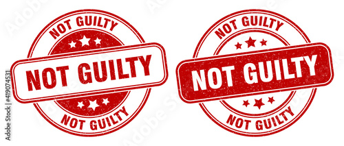 not guilty stamp. not guilty label. round grunge sign