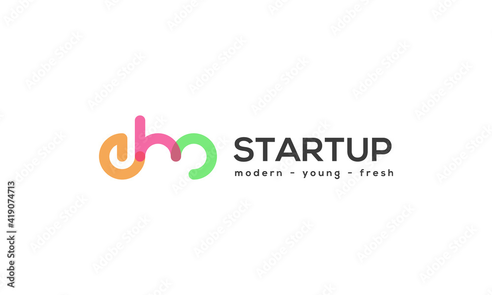 illustration vector graphic of modern, simple, youth, fresh, colorful, letter mark initial ehm logo design illustration vector graphic of modern, simple, youth, fresh, colorful, letter mark initial ehm logo design