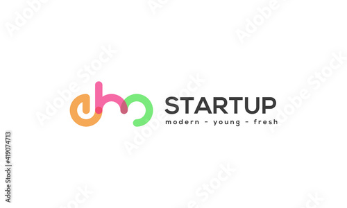 illustration vector graphic of modern, simple, youth, fresh, colorful, letter mark initial ehm logo design