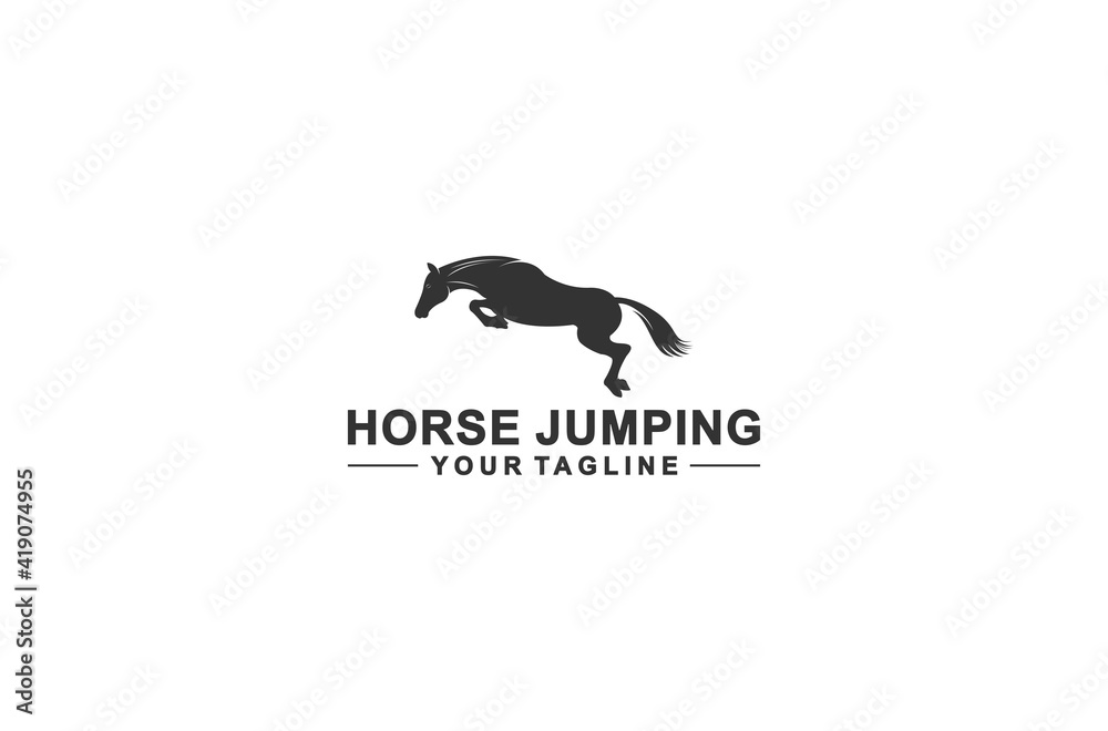 jumping horse logo with horse jumping illustration Stock Vector Adobe