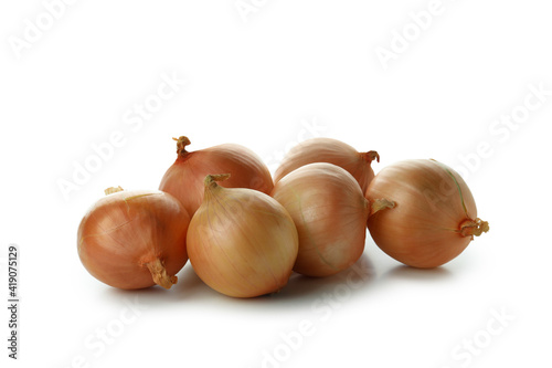 Fresh ripe onion isolated on white background