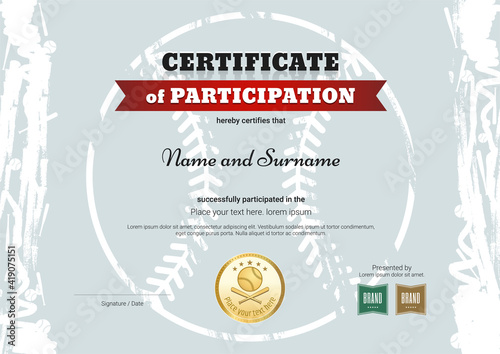 Certificate template sport theme with border frame, Diploma design