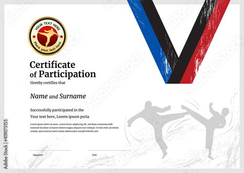 Certificate template sport theme with border frame, Diploma design photo