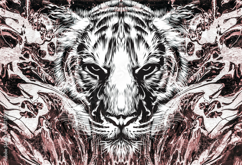 white tiger head art tattoo