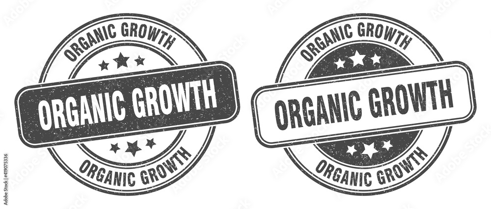 organic growth stamp. organic growth label. round grunge sign