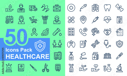 Medical and health care Elements of a modern outline, Stroke, linear style. Simple symbol collection. vector icon illustration