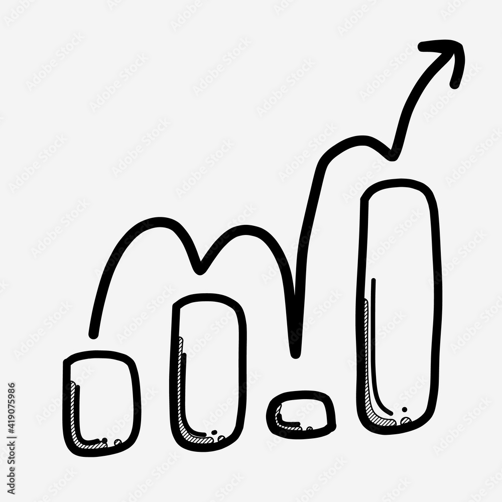 Growth graph doodle vector icon. Drawing sketch illustration hand drawn line eps10 Growth graph doodle vector icon. Drawing sketch illustration hand drawn line eps10