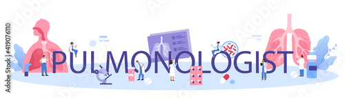 Pulmonologist typographic header. Idea of health and medical treatment