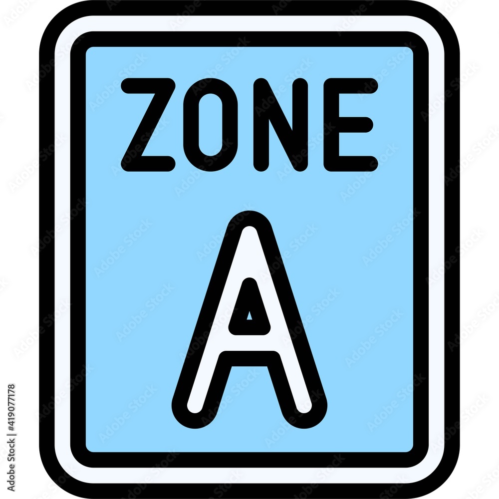 Zone A sign icon, Parking lot related vector Zone A sign icon, Parking lot related vector