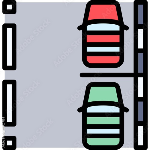 Parking lot with two cars icon, Parking lot related vector
