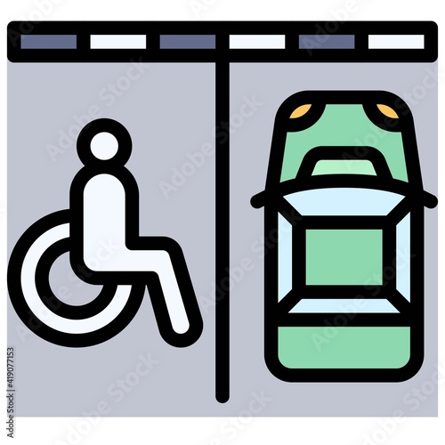 Disabled parking permit ucon, Parking lot related vector