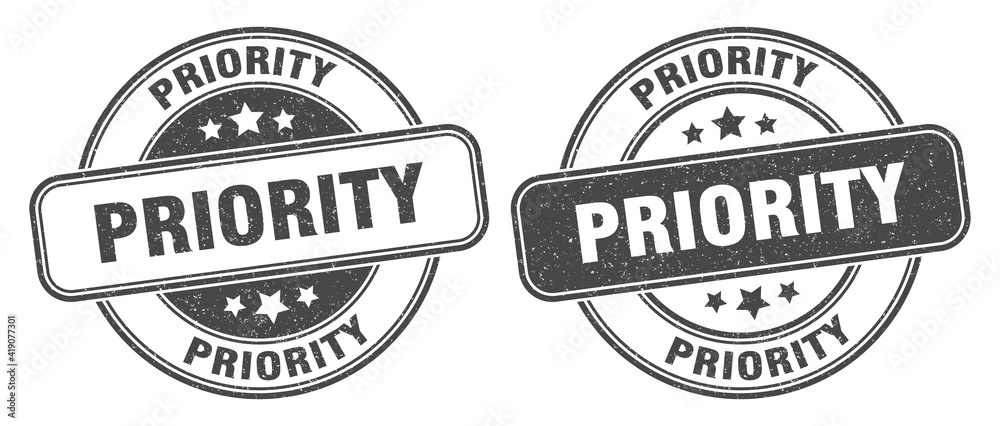 priority stamp. priority label. round grunge sign