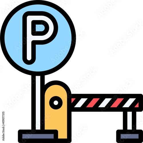 Car Park Barrier icon, Parking lot related vector