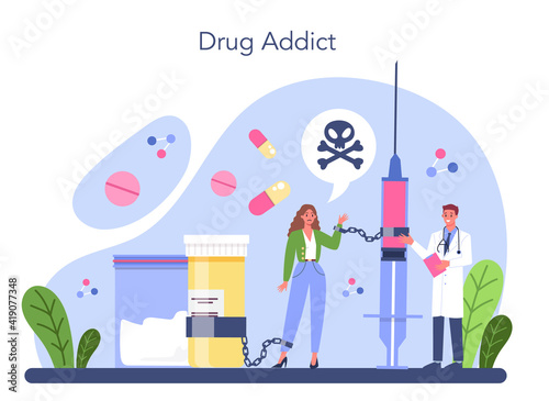Addiction concept. Idea of medical treatment for addicted people.