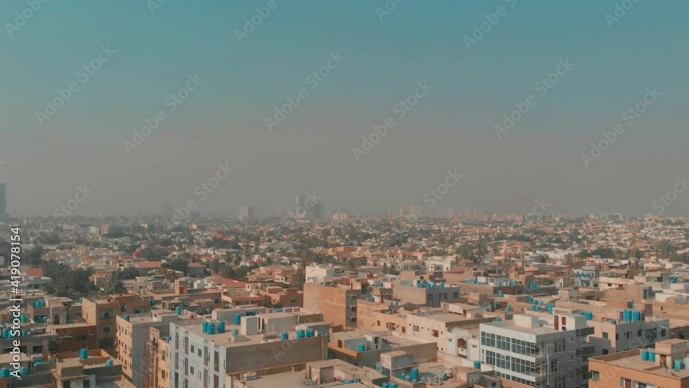 Aerial Over Clifton Cantonment In Karachi, Pakistan. Pedestal Up Aerial Over Clifton Cantonment In Karachi, Pakistan. Pedestal Up