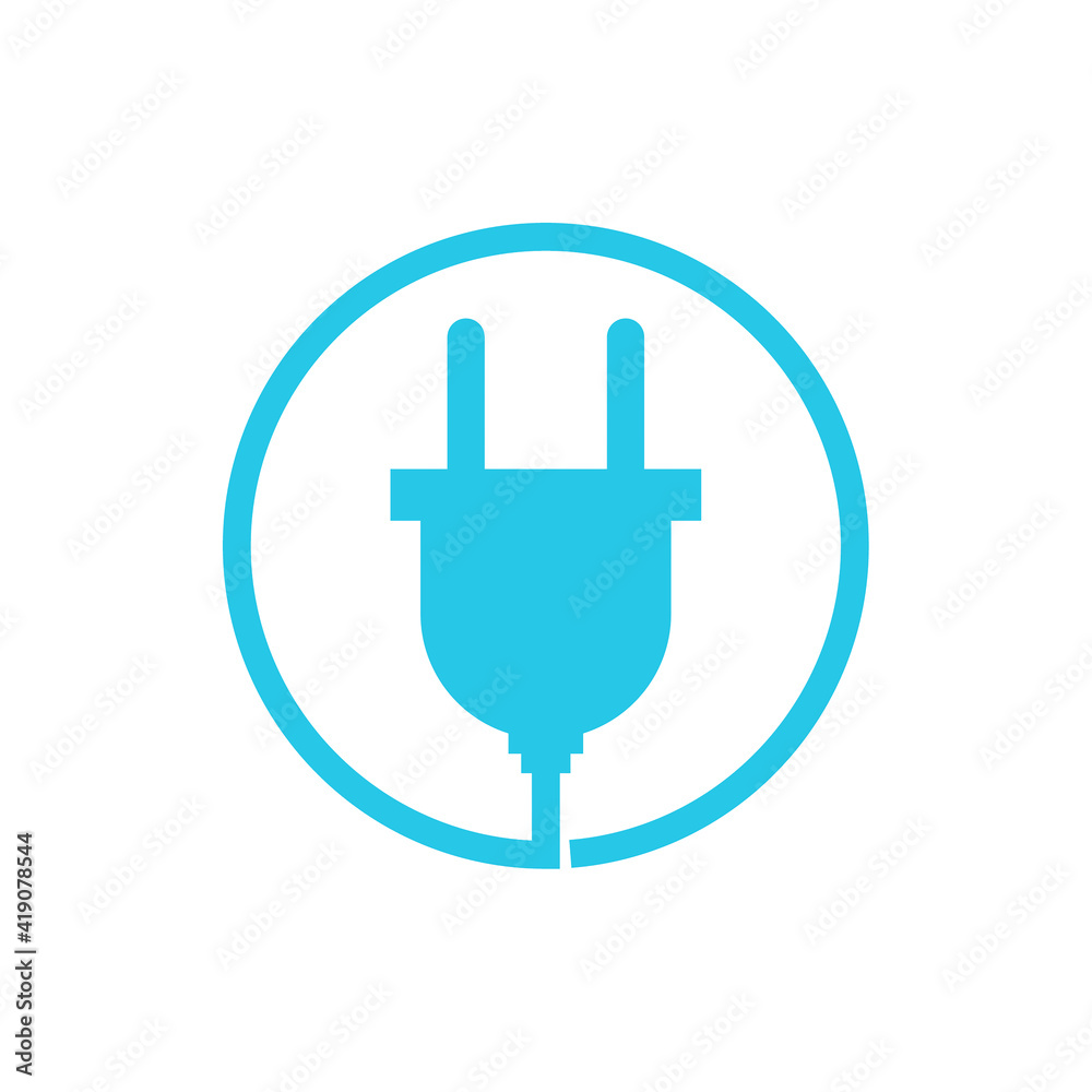 Electric plug icon with cable. Vector isolated illustration on white background. Electric plug icon with cable. Vector isolated illustration on white background.