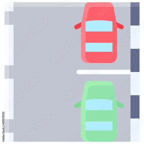 Parking lot with two cars icon, Parking lot related vector