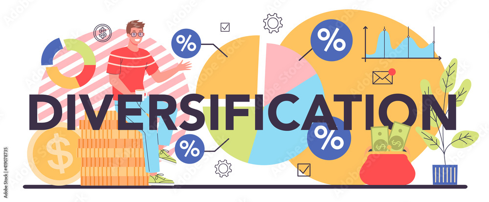 Diversification typographic header. Risk management strategy, process