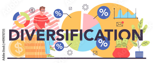 Diversification typographic header. Risk management strategy, process