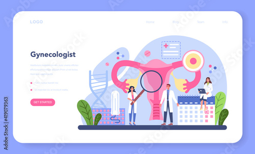 Gynecologist web banner or landing page. Women health doctor
