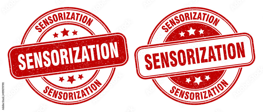 sensorization stamp. sensorization label. round grunge sign