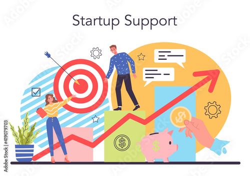 Business incubator concept. Business people and investors supporting