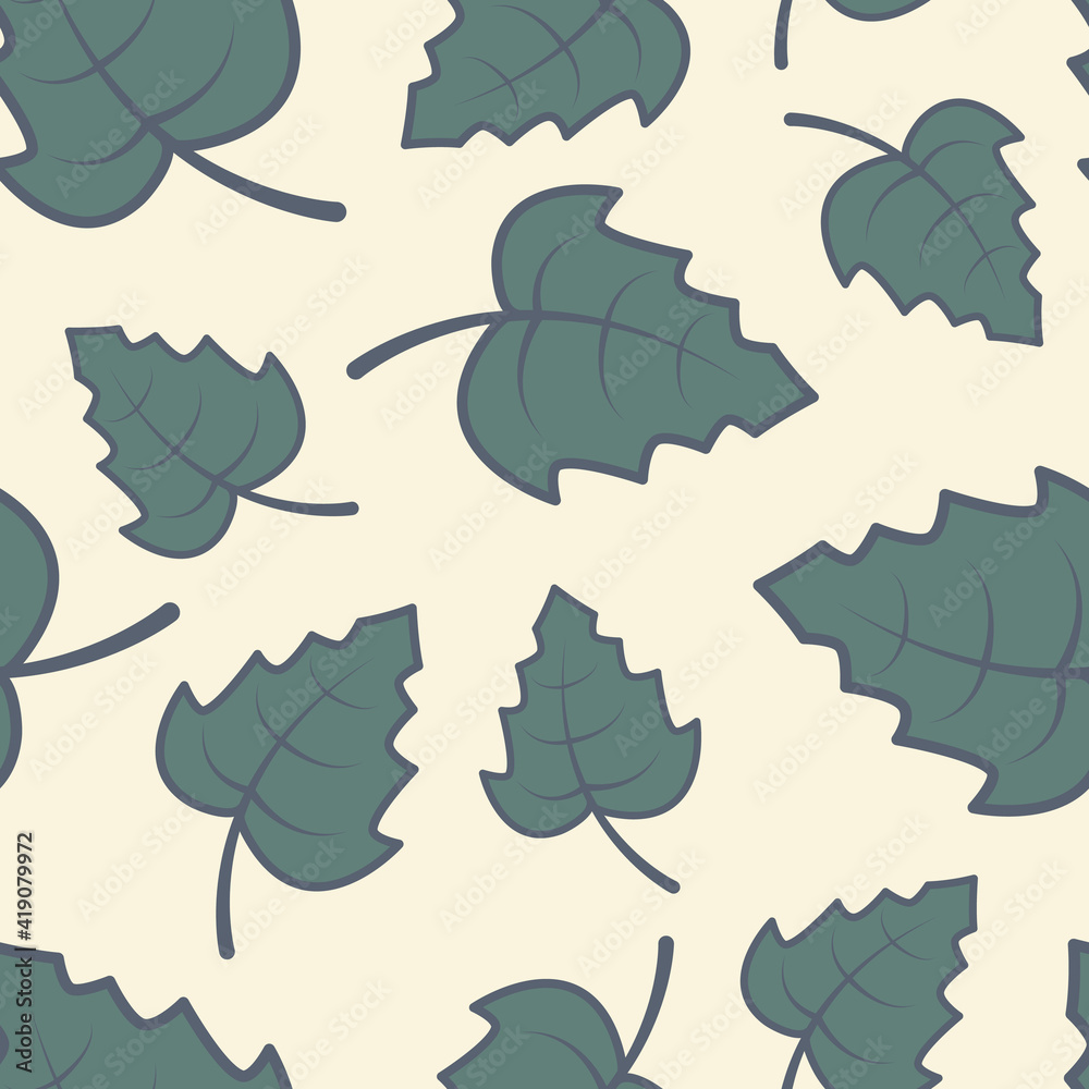 Seamless patterns of green leaves on a white background. Vector illustration. Seamless patterns of green leaves on a white background. Vector illustration.