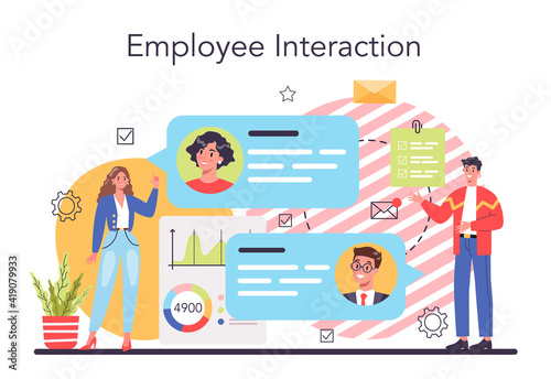 Interaction of departments concept. Business teamwork. Idea of partnership