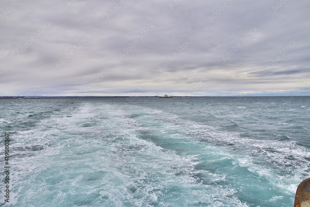 Panoramic view of Magellanic Strait, Tierra del Fuego, Chile