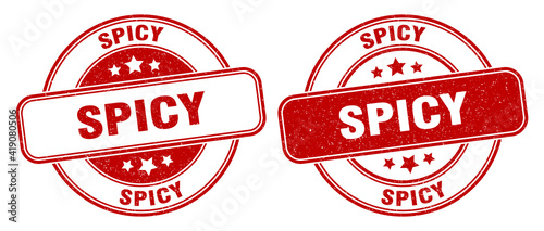 spicy stamp. spicy label. round grunge sign