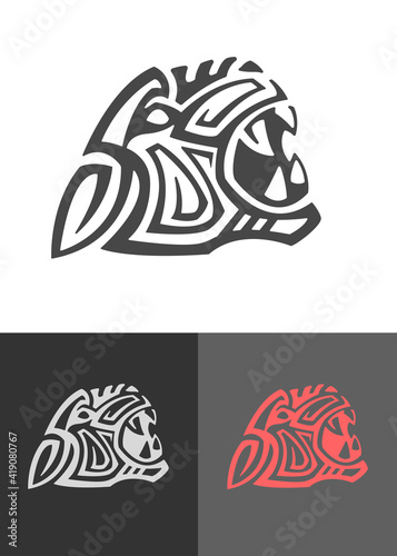 Vector illustration or drawing of a tribal jaguar face