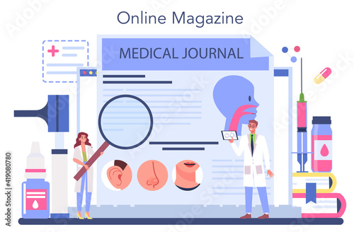 Otorhinolaryngologist online service or platform. Idea of ENT doctor