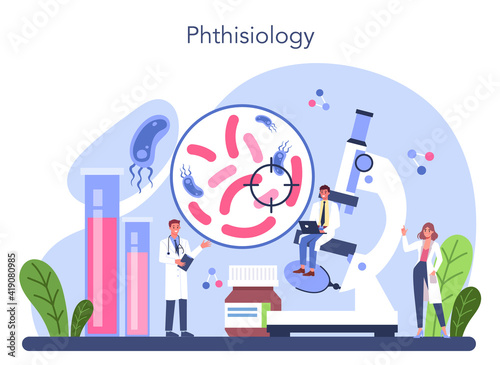 Phthisiatrician concept. Doctor standing at big lungs and checking